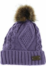 Solid Lavender - Beanie Women&#39;s Winter Fleece Fuzzy Lined Knitted PomPom - £20.71 GBP