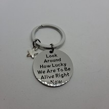 Keychain Lucky Happy Gift Key Ring Star Silver - £7.79 GBP