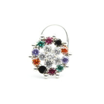 Asiatico Stile Vero 925 Argento Sterling Naso Borchie Multicolor Cz Twisted Ring - £11.22 GBP