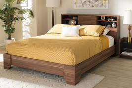 Tarah Two-Tone Walnut and Black Wood Queen Size Platform Bed - $5,164.95 MXN