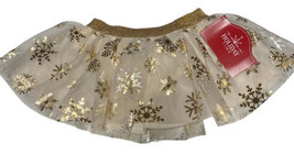 Tutu Skirt Snowflake Gold Mesh Foil Pull On Christmas Holiday Time Sz 0-3 Months - £6.40 GBP