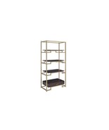 78&quot; Gold and Black Metal Four Tier Etagere Bookcase with a Drawer - $15,151.32 MXN