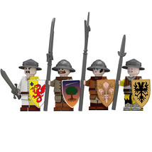 4Pc Medieval Soldier Minifigure Militia Eagle Ninika Old Fraz Warrior Mi... - £14.77 GBP