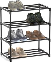 4-Tier Small Shoe Rack, Narrow Stackable Shoe Shelf Storage Organizer, Sturdy - £31.15 GBP