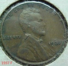 Lincoln Wheat Penny 1937 F - £1.57 GBP