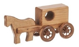 Amish Horse &amp; Buggy - Handmade Working Wood Montessori Toddler Play Toy Usa - £47.06 GBP