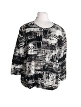 Chicos Womens Jacket Blazer Size 3 Large Black White Abstract Print Ligh... - $24.75