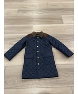 Ralph Lauren Girls Navy Blue Corduroy Trimmed Mid Length Quilted Coat Si... - $47.40 CAD