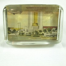 1933-1934 Chicago Worlds Fair Glass Paperweight Federal Building Goodyear Blimp - £39.32 GBP