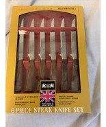 6 Vintage Regent Sheffield Steak Knives Serrated Blades Bakelite Handles - £11.48 GBP