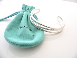 Tiffany &amp; Co Silver Double Diagonal Open Cuff Bracelet Bangle Pouch Love Large - £278.85 GBP