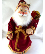 Vintage Santa Tree or Table Topper 12&quot; velvet gold metallic belt painted... - $26.21 CAD