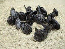 25 NAILS ROUND HAND FORGED 1&quot; SWIRL 1.5&quot; LONG CLAVO SWIRL DOOR DECOR HAR... - $24.99