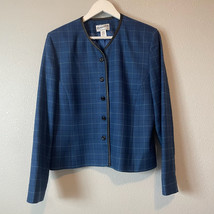 Pendleton Blazer Womens 14 Blue Check Plaid Virgin Wool Jacket Lined Bus... - $8.13