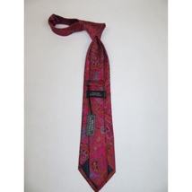 Men's 100% Silk Necktie By Bruno Piattelli Paisley Floral Fancy BP17 Fuchsia Red image 3