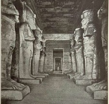 1942 Egypt Temple of Ramses II Interior Historical Print Antique Ephemer... - $19.99