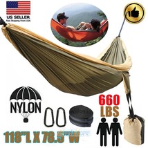 2-3 Person Double Hammock Nylon Travel Outdoor Camping Hanging Bed Swing Chair - £51.95 GBP