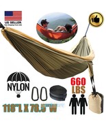 2-3 Person Double Hammock Nylon Travel Outdoor Camping Hanging Bed Swing... - £50.89 GBP