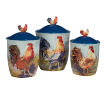 Rooster Meadow Canister Set 3 Pc. 54 72 104 oz. - £114.79 GBP