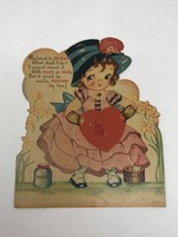 VTG Mechanical Made in USA Valentine Card Girl Heart is Broken What Shall I Do? - $12.86