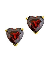 2CT Forma Corazón Granate 14carat Oro Amarillo Chapado Plata Solitario P... - $51.88