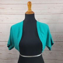 Josie Natori Caluya Aqua Teal Short Sleeve Knit Bolero Shrug Crop Size X... - $42.57