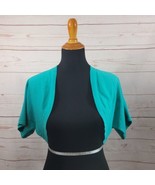 Josie Natori Caluya Aqua Teal Short Sleeve Knit Bolero Shrug Crop Size X... - £33.48 GBP