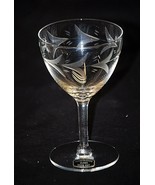 Old Vintage Mountaineer Glass Hand Cut Wine Goblet w Floral Design Barwa... - £11.64 GBP