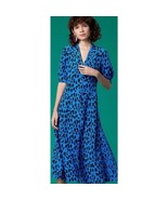 Diane Von Furstenberg Lily 100% Silk Dress Blue Leopard Print Size 8 - £69.73 GBP