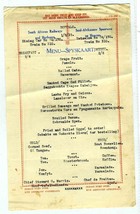 South Africa Railways and Harbours Menu Spyskaart 1935  - $148.35