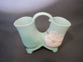 Weller Pottery Double Vase Dogwood Magnolia Green - $44.55