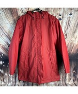 Lands End Womens Small Red Gray Fleece Lined Rain Coat Winter Jacket Wat... - £37.42 GBP