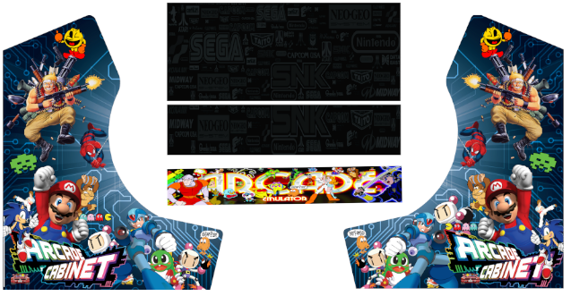 Mixed Retro Blue Bartop Artwork arcade Artwork/arcade graphics vinyl Bartop side