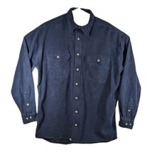 Cabelas Thick Heavy Flannel Long Sleeve Mens Shirt Large TALL NAVY Blue (FLAWS) - $24.75