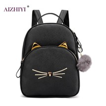 Women Ruack Teenagers Backpack PU Leather School Bags for Girls  Cat Square Satc - £23.07 GBP