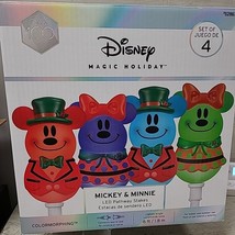 Gemmy Disney Magic Holiday Mickey Minnie Mouse Colormorphing LED Pathway Lights - £22.03 GBP