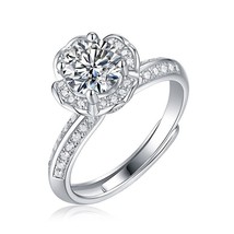 1.0 Carat Moissanite Diamond Lotus Flower Engagement Ring 14k White Gold Finish - £69.71 GBP