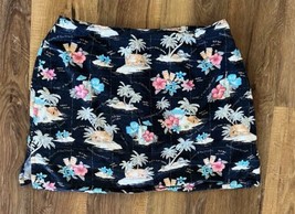 La Cabana Women&#39;s Size 14 Black Navy Hawaiian Print Skort Shorts Skirt EUC - $23.76
