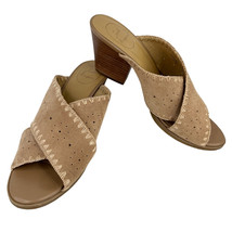 Jack Rogers Blakely Oak Suede 3&quot; Block Heel Sandals 9.5M Tan - $44.54