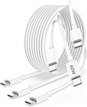 3Pack 10ft USB C to USB C Cable, Charger Cord, 60W Extra Long Type C Fast Charge - £9.28 GBP