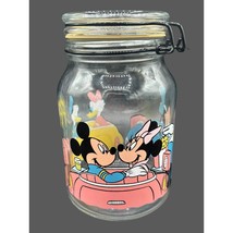 Vintage Walt Disney Mickey Minnie Mouse Donald Duck Goofy Glass Jar Cook... - $34.63