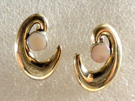 Handcrafted Sterling Silver 925 Pink Mother of Perl intricate Abstract earrings - £43.52 GBP