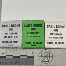 Lot Of 3 Vintage Matchbook  Dan’l Boone Inn Restaurant  Boone, NC  gmg  Unstruck - £15.77 GBP