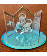 Rare Crystal Tri Fold Trifold Madonna &amp; Child on Mirror Base 3&quot; X 2 1/4&quot; - $564.43 MXN