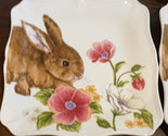 Maxcera Easter Bunny Floral Square Salad Scalloped Plates set of 4 New - $64.99