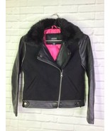Holiday Editions Girls XL 14-16 Black Faux Fur Leather Moto Motorcycle J... - £13.64 GBP