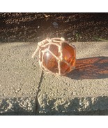Amber Hand Blown Glass Fishing Net Float Ball Globe Buoy 5&quot; W/netting - $370.22 MXN