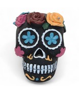 Hand-Painted Day Of The Dead Sugar Skull Figurine With Floral Accents - $20.53 CAD