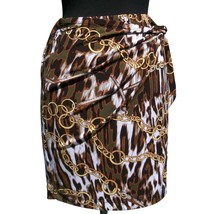 Cache Earth Tones Stretch Faux Wrap Ruched Skirt Self Belt Lined Status ... - $39.20
