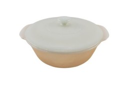 Anchor Hocking Fire King Peach Lustre 2 Quart Round Covered Dish w Lid 448 USA - £11.65 GBP